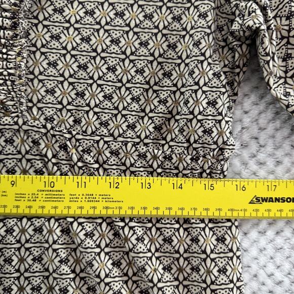 Y2K Suzie in the City Top Womens M Brown Gold Babydoll V-Neck Flared Long Sleeve - Picture 15 of 16